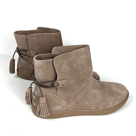 New Koolaburra By Ugg Skyller Ankle Boots Taupe Suede Slip-on Back Tassels US 9 - Picture 2 of 13